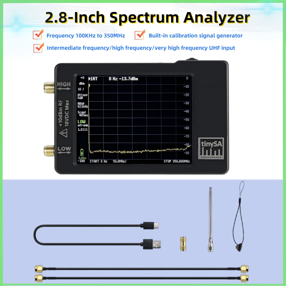 Signal Generator Spectrum Analyzer - TinySA 100 kHz-960 MHz Spektrumanalysator, 2,8-Zoll-Bildschirm